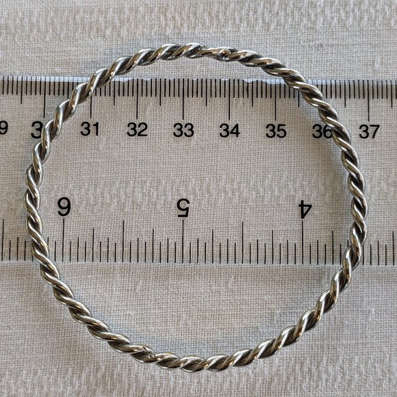 Set of 4 Unique Bangle Bracelets-60g Sterling-Faceted-Floral-Geometric-Twisted - Picture 10 of 12